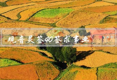 观音灵签40签求事业（开始阶段／发展期／稳定期）