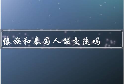 傣族和泰国人能交流吗（语言／文化／历史背景）