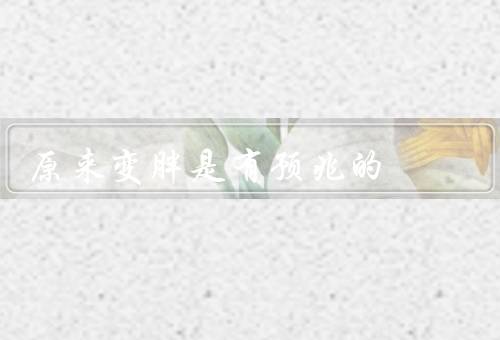 原来变胖是有预兆的，饮食习惯改变／运动减少／生活习惯改变