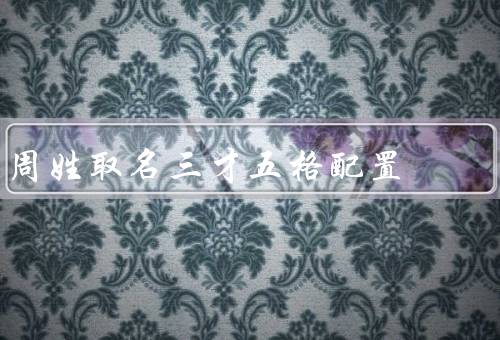 周姓取名三才五格最佳配置（周姓的音韵特点／配置／名字的宜忌）