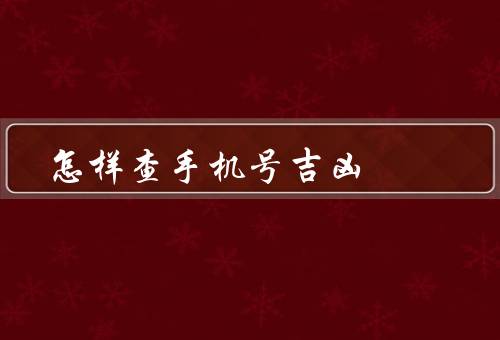 怎样查手机号吉凶（命理学／吉凶测试／咨询专业的命理师）