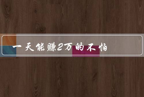 一天能赚2万的不怕死（创业冒险／聪明才智／不怕失败）