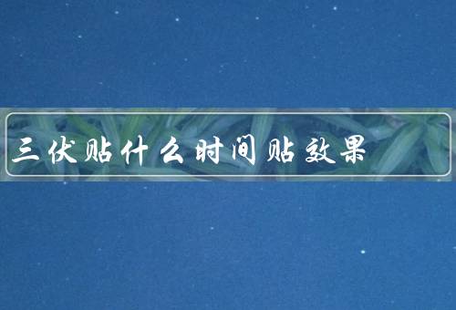 三伏贴什么时间贴效果最佳，早晨贴敷最佳／午后贴敷适宜