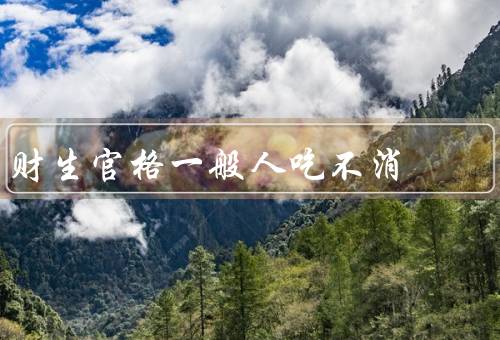 财生官格一般人吃不消（财富追求／心态焦虑／人际关系问题）