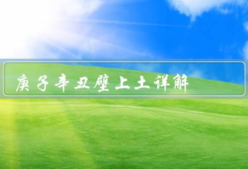 庚子辛丑壁上土详解，来源／特点／用途