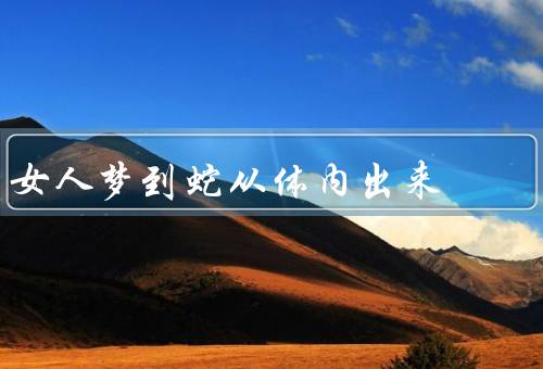 女人梦到蛇从体内出来，可能解释、结语