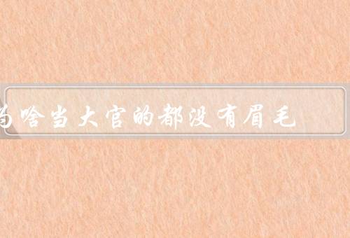 为啥当大官的都没有眉毛，历史背景／文化传统／审美理念