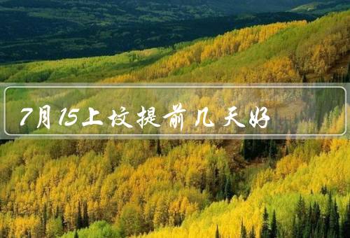 7月15上坟提前几天好（避免高峰期、更好地准备祭品、清理墓地）